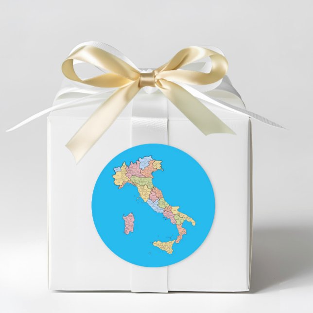 Adesivo Italy Map Blue (Map of Italy Blue Sticker - Italian heritage gifts and favors)