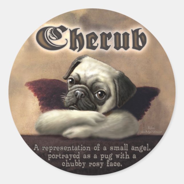 Adesivo Itens de presentes de Angelic Pug Cherub (Frente)