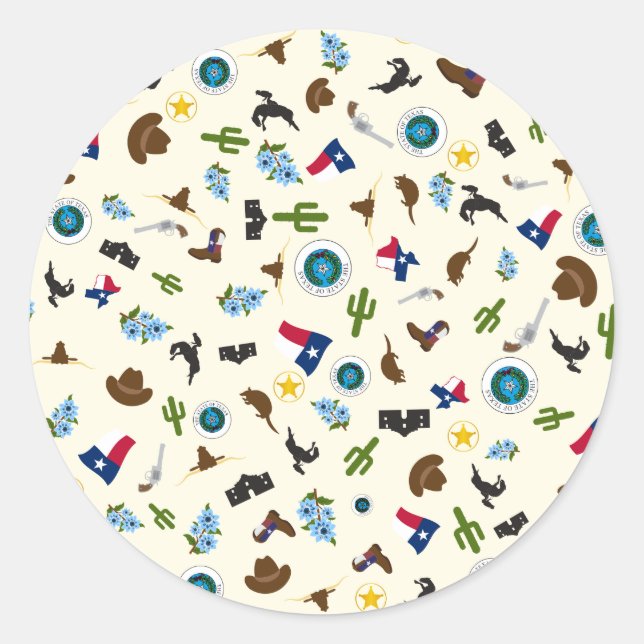 Adesivo Itens do Texas - famosos ícones do estado (Frente)