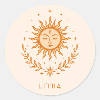Adesivo itha Celestial Sun Face Botanical Wreath Art