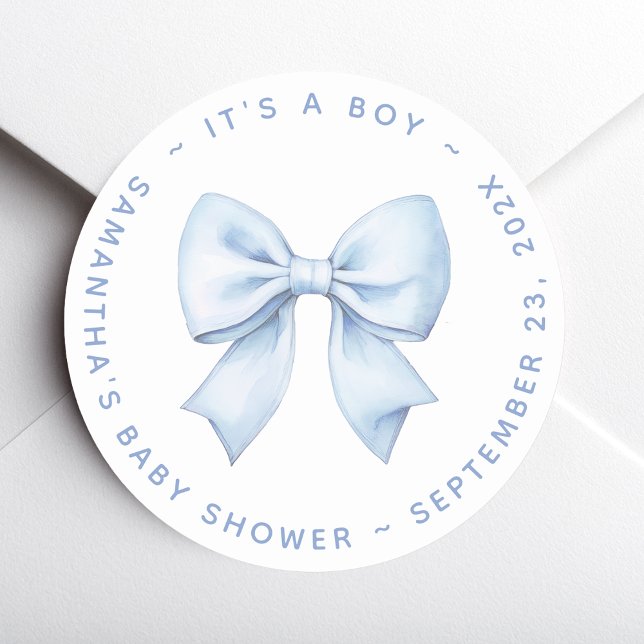 Adesivo It's a Boy Blue Bow Baby Shower  (Criador carregado)