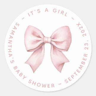 Adesivo It's a Girl Baby Shower Pink Bow