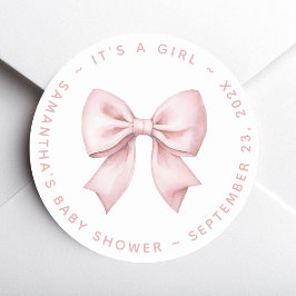 Adesivo It's a Girl Baby Shower Pink Bow