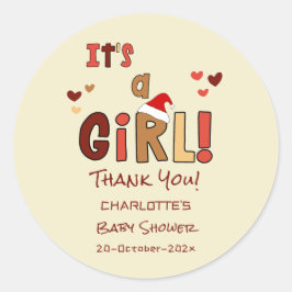 Adesivo It's a Girl! Christmas Santa Hat Baby Shower