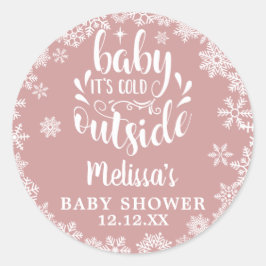 Adesivo It's Cold Outside Pink Girl Winter Baby Shower
