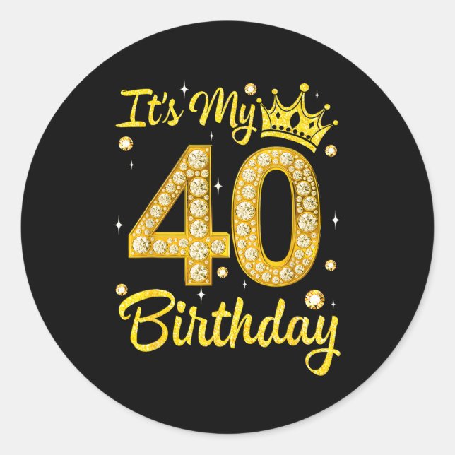 Adesivo It's My 40th Birthday Women Queen Diamond Crown  (Frente)