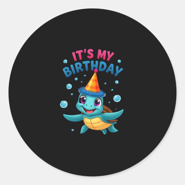 Adesivo It's My Birthday Cute Sea Turtle Ocean Birthday Pa (Frente)