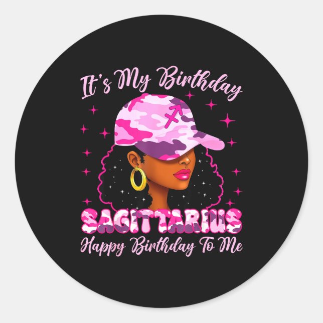 Adesivo It's My Birthday Sagittarius Black Woman Nk Camo  (Frente)