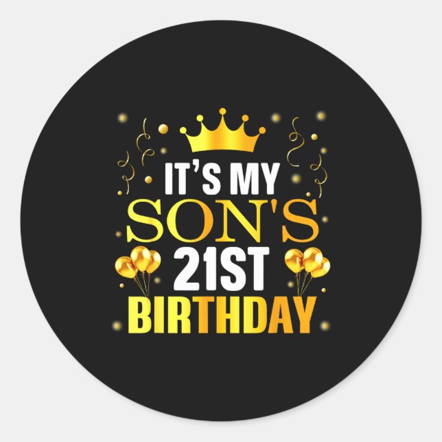 Adesivo It's My Son's 21st Birthday Happy Birthday 21 Year (Frente)