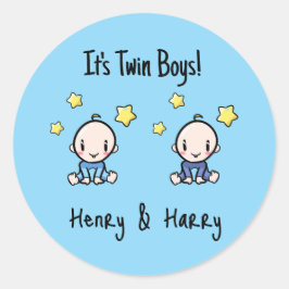 Adesivo It's Twin Boys!, Blue, Personalized Twin Babies 