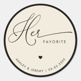 Adesivo Ivory & Black Her Favorite Wedding Favor