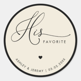 Adesivo Ivory & Black His Favorite Wedding Favor