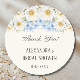 Adesivo Ivory Blue Floral Garden Bridal Shower Thank You