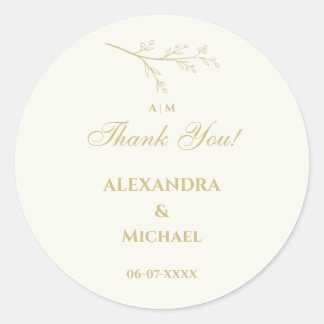 Adesivo Ivory Botanical Minimalist Wedding Thank You