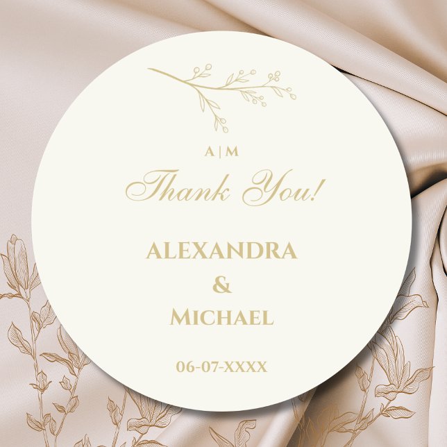 Adesivo Ivory Botanical Minimalist Wedding Thank You (Criador carregado)