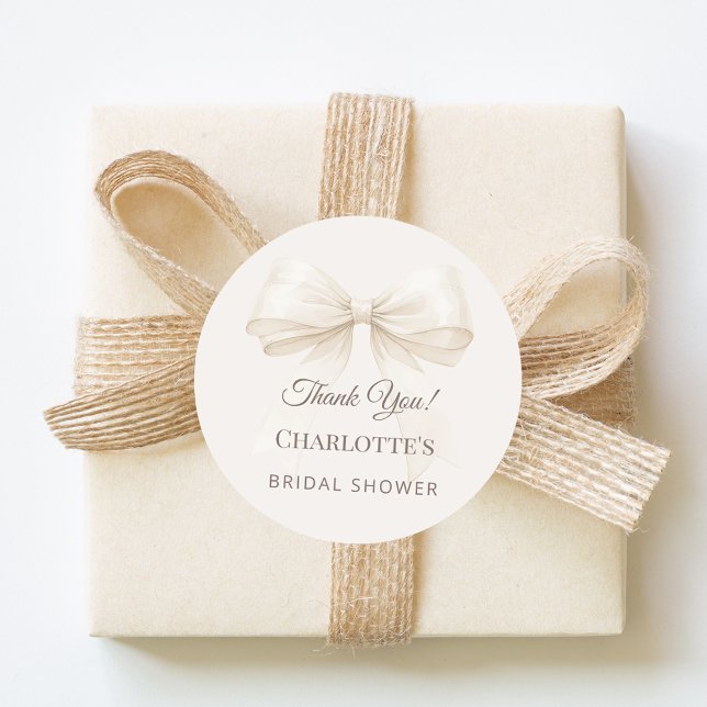 Adesivo Ivory bow cream thank you Bridal Shower (Criador carregado)