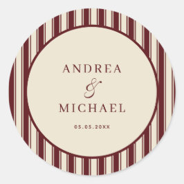 Adesivo Ivory & Burgundy Stripes Retro Custom Wedding