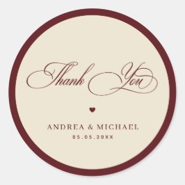Adesivo Ivory & Burgundy Vintage Thank You Retro Wedding
