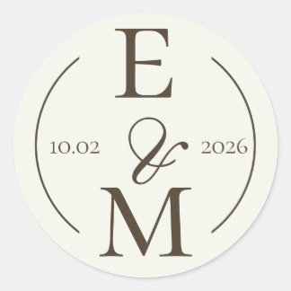 Adesivo Ivory Coffee Monogram Date Wedding