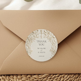 Adesivo Ivory Elegant Embossed Thank You Wedding