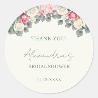 Adesivo Ivory Garden Roses Bridal Shower Thank You