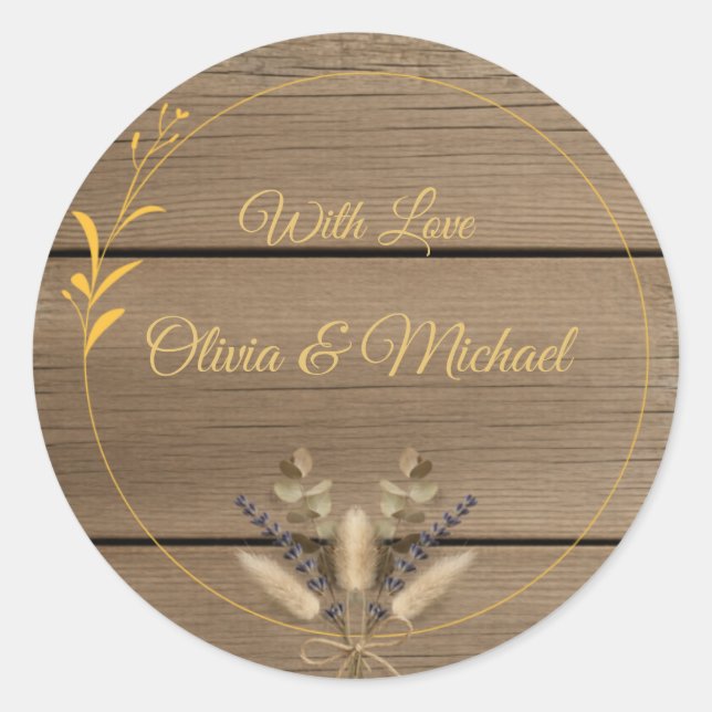 Adesivo Ivory Gold Boho Floral Rústico Elegante Script (Frente)