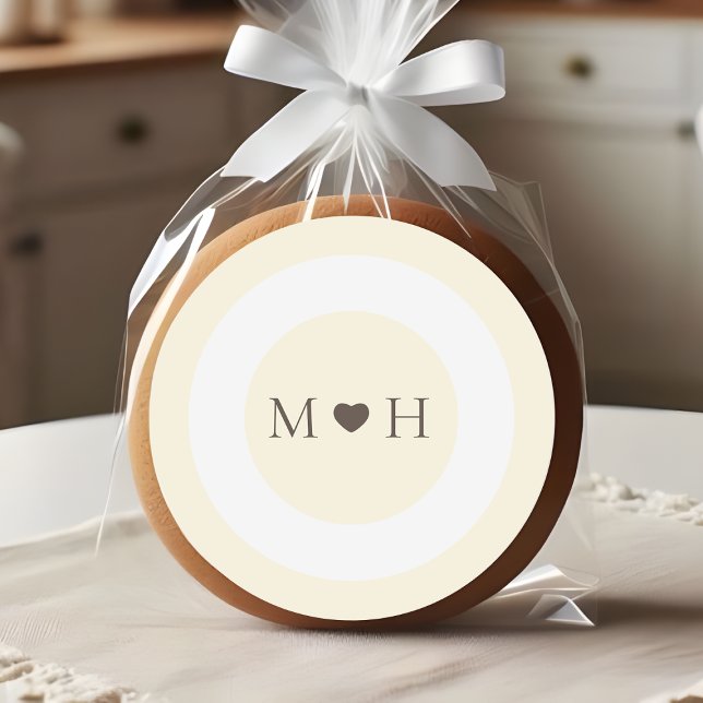 Adesivo Ivory Modern Monogram Heart Wedding Favor (Criador carregado)