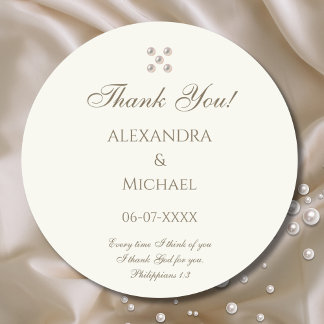 Adesivo Ivory Pearl Obrigado pelo Casamento Cristão