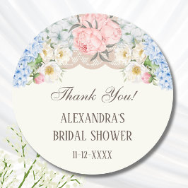 Adesivo Ivory Peony Hydrangea Bridal Shower Thank You
