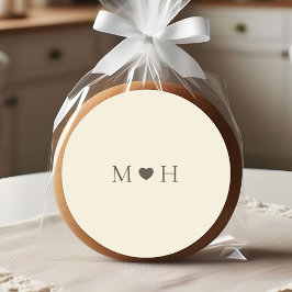 Adesivo Ivory Simple Monogram Heart Wedding Favor