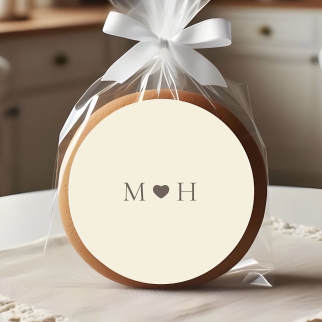 Adesivo Ivory Simple Monogram Heart Wedding Favor (Criador carregado)