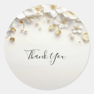 Adesivo Ivory White Floral Dourado Leaves Sticker