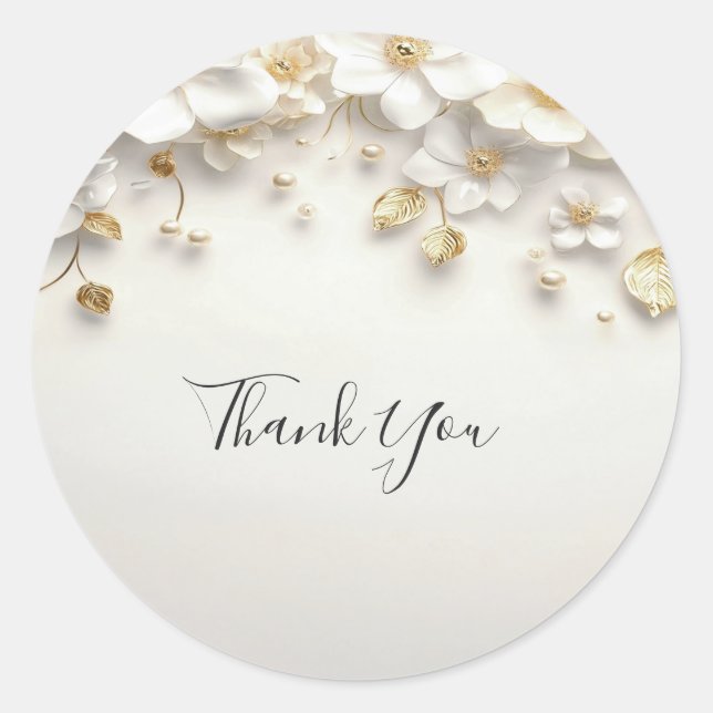 Adesivo Ivory White Floral Dourado Leaves Sticker (Frente)