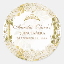 Ivory White Floral Princesa Dourada Arco Quinceane