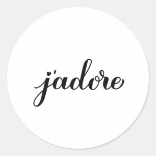Adesivo J’adore caligrafia. Eu adoro em francês