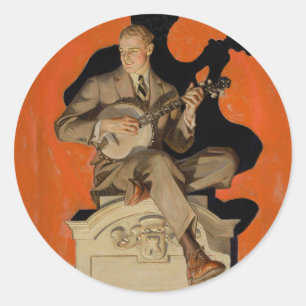 Adesivo J.C. Leyendecker Tocador de Banjo 1920 Arte Art Dé