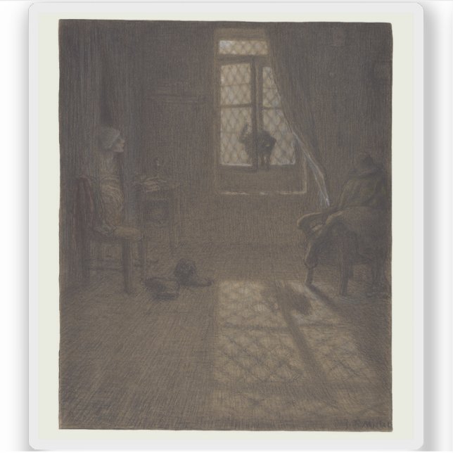 Adesivo J.F. Millet - Le chat (O Gato na Janela) (Frente)