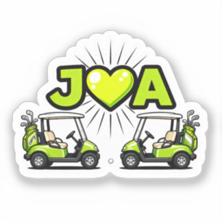Adesivo J Heart A Cute Golf Cart Couple's Monogram Sticker