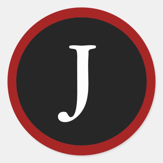 Adesivo J: Letra J inicial - Stickers vermelho, branco e p (Frente)