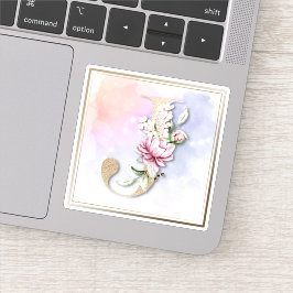 Adesivo J Monograma Burgundy Vinheta Floral