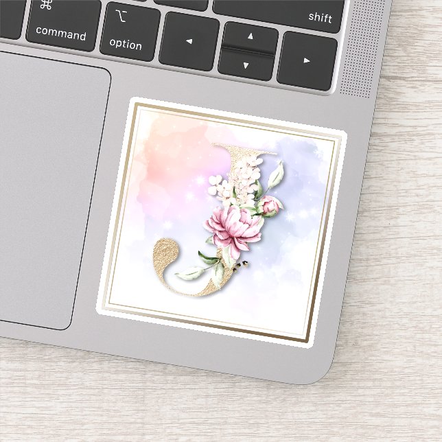 Adesivo J Monograma Burgundy Vinheta Floral (Detalhe)