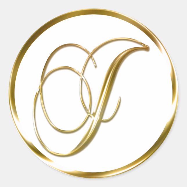 Adesivo J Monograma Faux Envelope Dourado Ou Favor Selo (Frente)