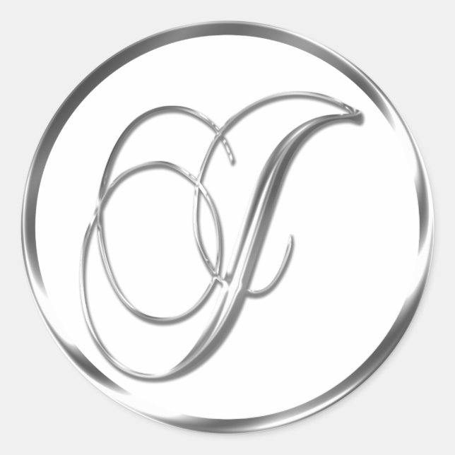 Adesivo J Monograma Faux Silver Envelope Ou Favor Seal (Frente)