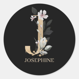 Adesivo J Monograma Floral Personalizado