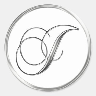 Adesivo J Monograma - Letra Sliver No Casamento Branco