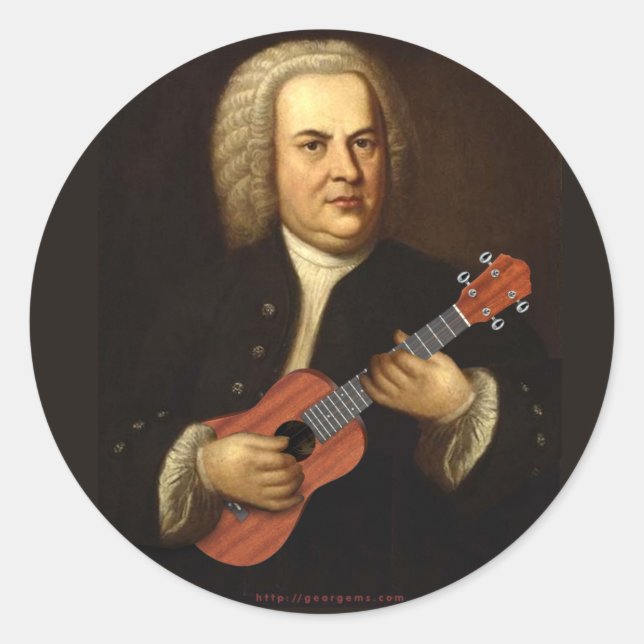 Adesivo J.S. Bach em Uke (Frente)