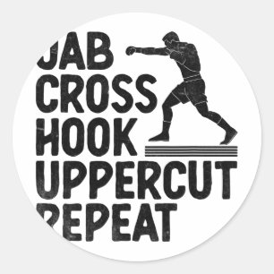 Adesivo Jab Cruz Gancho Uppercut Repetir Boxeador Esportes