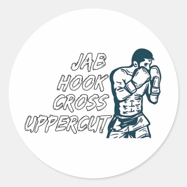 Adesivo Jab Hook Cross Uppercut Boxe Para Boxeadores Homen (Frente)