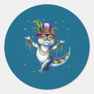 Adesivo Jacaré divertido do Mardi Gras dançando Carnaval