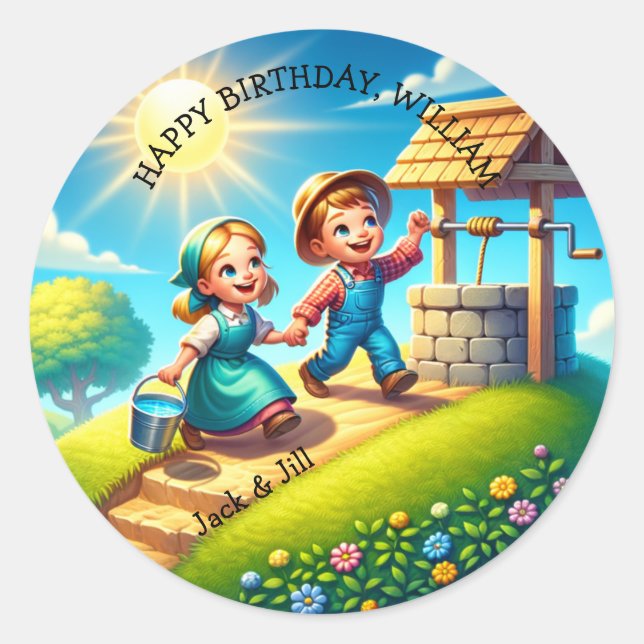 Adesivo Jack & Jill Nursery Rhyme Birthday (Frente)